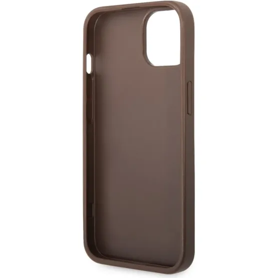 Гръб Guess PU 4G Metal Logo Case за iPhone 14 Plus - Кафяв
