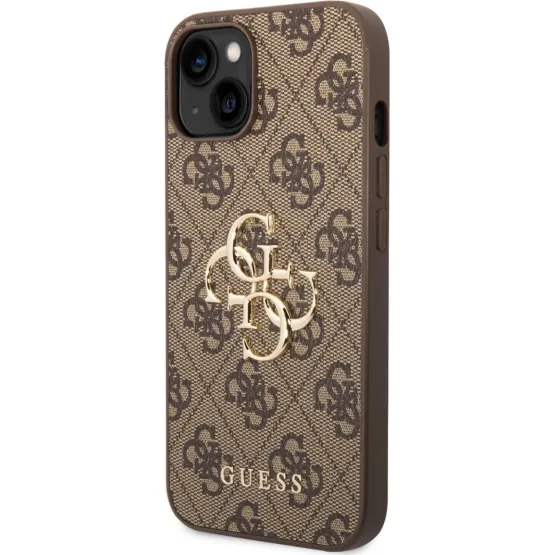 Гръб Guess PU 4G Metal Logo Case за iPhone 14 Plus - Кафяв