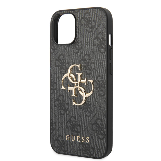 Гръб Guess PU 4G Metal Logo Case за iPhone 15 - Сив