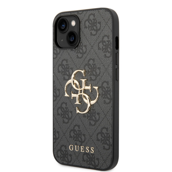 Гръб Guess PU 4G Metal Logo Case за iPhone 15 - Сив