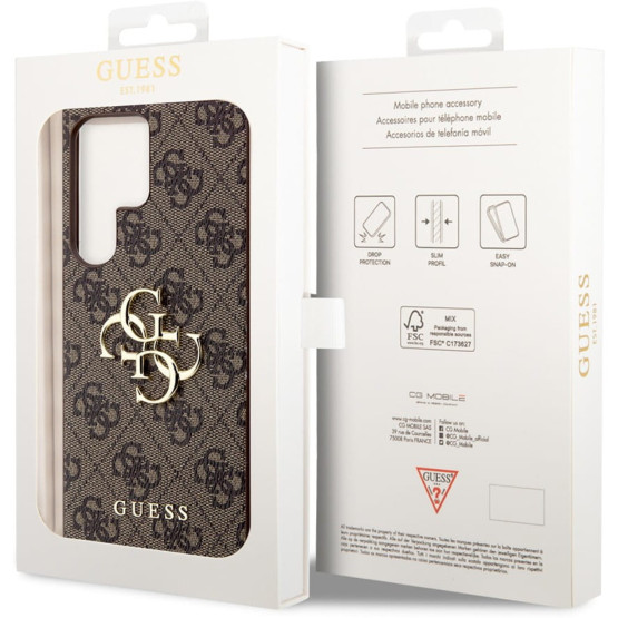 Гръб Guess PU 4G Metal Logo Case за Samsung Galaxy S24 Ultra - Кафяв