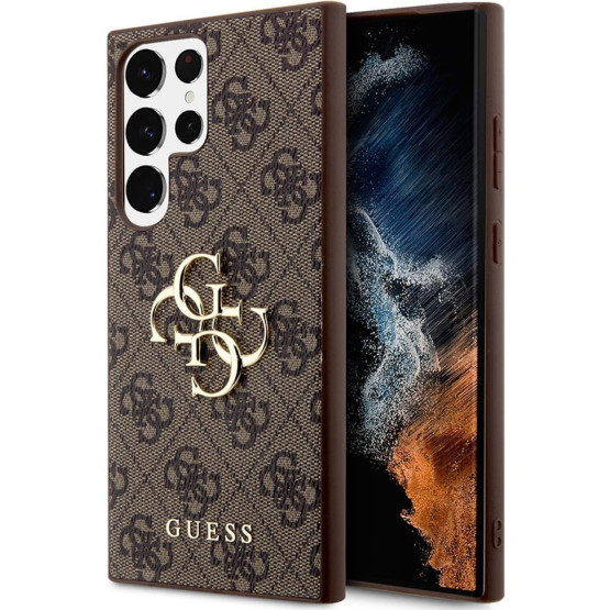 Гръб Guess PU 4G Metal Logo Case за Samsung Galaxy S24 Ultra - Кафяв