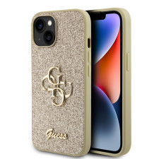 Гръб Guess PU Fixed Glitter 4G Metal Logo Case за iPhone 15 - Златист