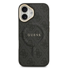 Гръб Guess PU Leather 4G Gold Frame MagSafe Case за iPhone 17 - Черен