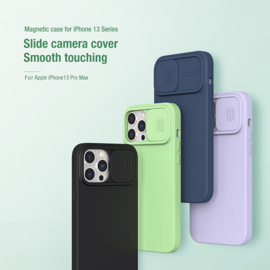 Гръб Nillkin Camshield Silky magnetic silicone case за iphone 13 Pro Max - Син