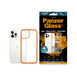 Гръб PanzerGlass за IPhone 12 Pro Max, ClearCase - Oранжева рамка