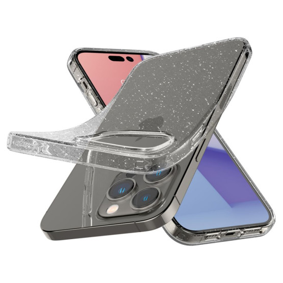 Гръб Spigen Liquid Crystal Glitter за iPhone 14 Pro Max - Прозрачен блестящ