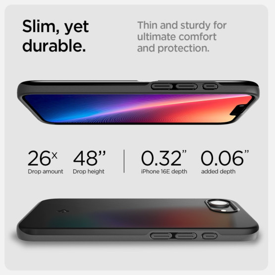 Гръб Spigen за iPhone 16E, Thin Fit, MagSafe, Черен
