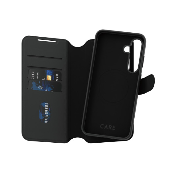 Калъф тефтер, Care by PanzerGlass за Samsung Galaxy S25 Plus, Tango, Two-in-One, QI Compatible, Feature Case, Черен