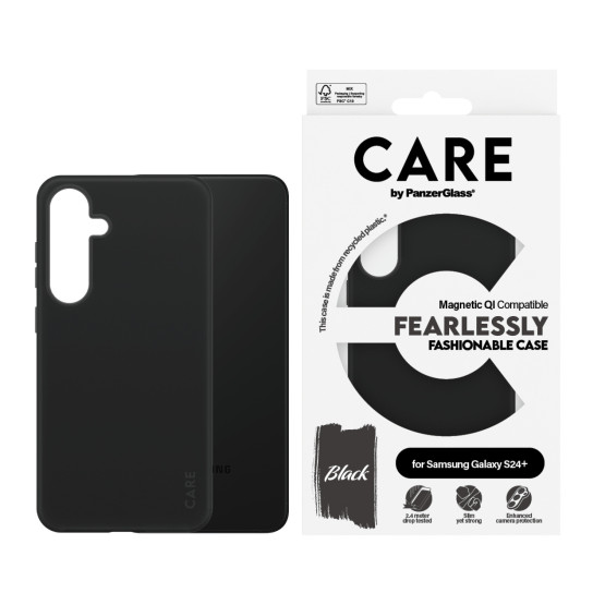 Гръб CARE by PanzerGlass за Samsung Galaxy S24 Plus, Fashion Black, QI,Черен