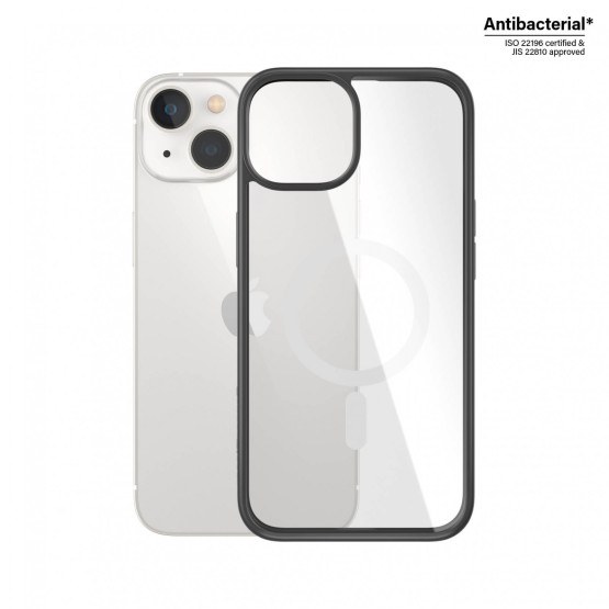 Гръб ClearCase PanzerGlass, MagSafe за Apple Iphone 14 , Antibacterial - Черна рамка