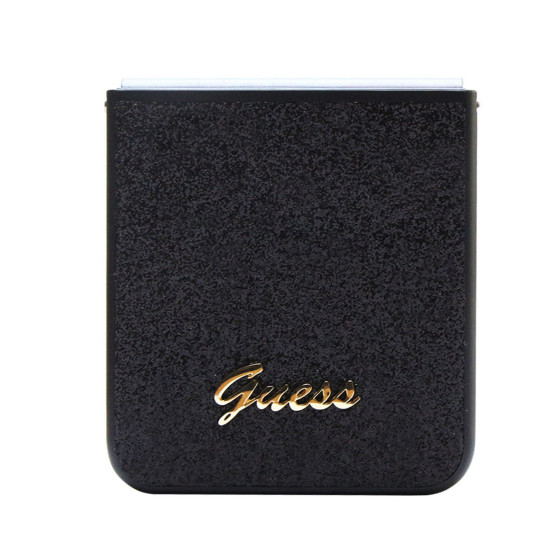 Гръб Guess PC/TPU Glitter Flakes Metal Logo Case за Samsung Galaxy Z Flip 5 - Черен