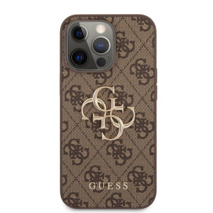 Гръб Guess PU 4G Metal Logo Case за iPhone 13 Pro - Кафяв