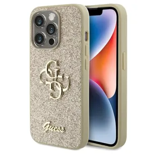 Гръб Guess PU Fixed Glitter 4G Metal Logo Case за iPhone 15 Pro - Златист