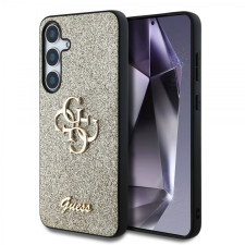 Гръб Guess PU Fixed Glitter 4G Metal Logo Case за Samsung Galaxy S25 Plus - Златист