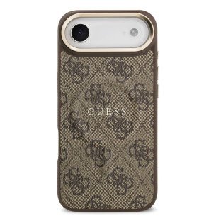 Гръб Guess PU Leather 4G Gold Frame MagSafe Case за iPhone 17 Air - Кафяв
