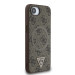 Гръб Guess за iPhone 16E, PU, 4G Strass, Triangle Metal Logo, Кафяв