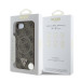 Гръб Guess за iPhone 16E, PU, 4G Strass, Triangle Metal Logo, Кафяв