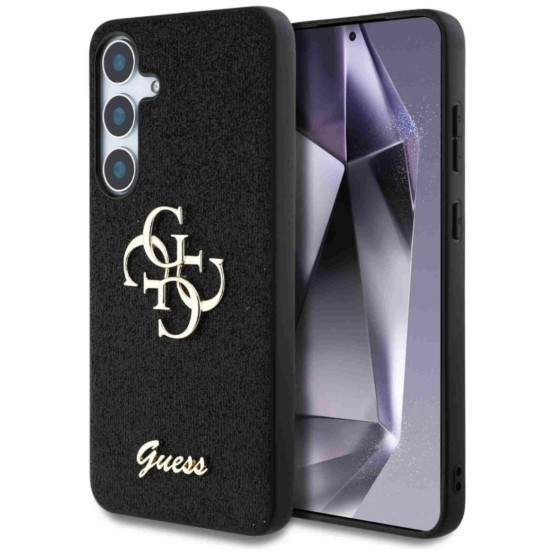 Гръб Guess за Samsung Galaxy S25, PU, Fixed Glitter 4G Metal Logo Case, Черен