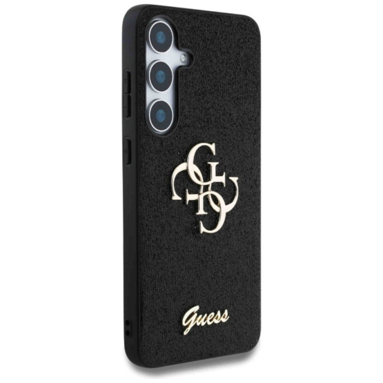 Гръб Guess за Samsung Galaxy S25, PU, Fixed Glitter 4G Metal Logo Case, Черен