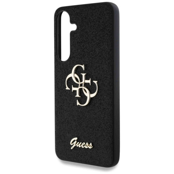 Гръб Guess за Samsung Galaxy S25, PU, Fixed Glitter 4G Metal Logo Case, Черен
