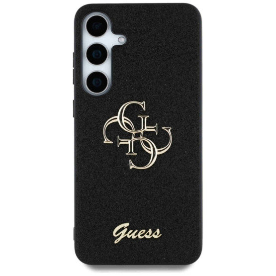 Гръб Guess за Samsung Galaxy S25, PU, Fixed Glitter 4G Metal Logo Case, Черен
