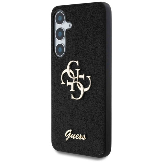 Гръб Guess за Samsung Galaxy S25, PU, Fixed Glitter 4G Metal Logo Case, Черен