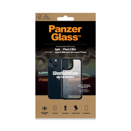 Гръб PanzerGlass SilverBulletCase за Iphone 13 mini - Черна рамка