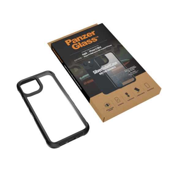 Гръб PanzerGlass SilverBulletCase за Iphone 13 mini - Черна рамка