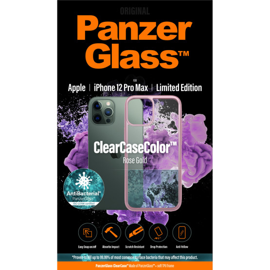 Гръб PanzerGlass за IPhone 12 Pro Max, ClearCase - Rose Gold рамка
