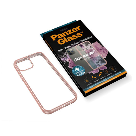 Гръб PanzerGlass за IPhone 12 Pro Max, ClearCase - Rose Gold рамка