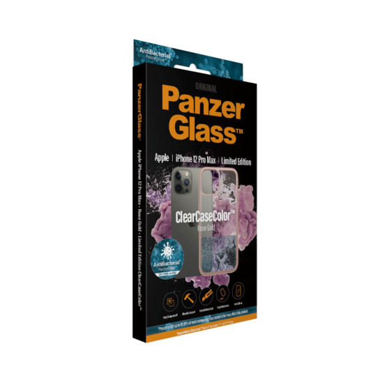 Гръб PanzerGlass за IPhone 12 Pro Max, ClearCase - Rose Gold рамка