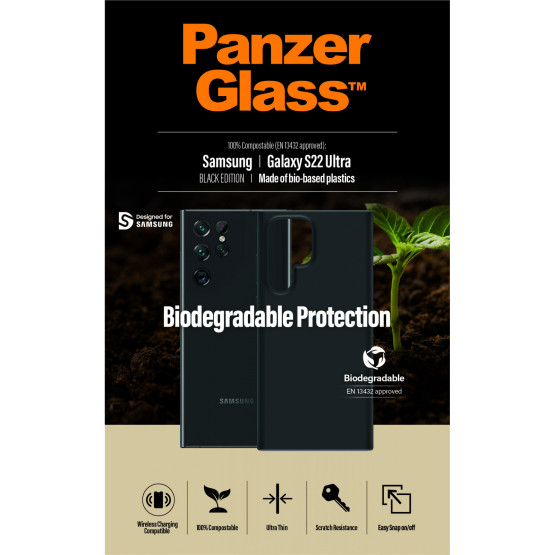 Гръб PanzerGlass за Samsung S22 Ultra, Biodegradable, Черен