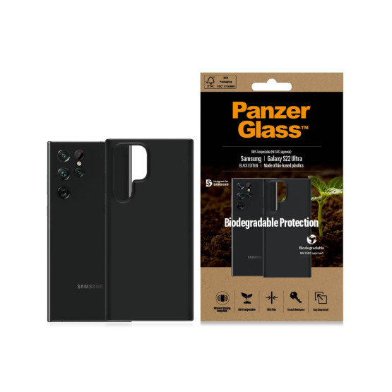 Гръб PanzerGlass за Samsung S22 Ultra, Biodegradable, Черен