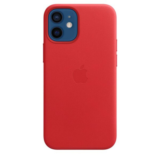 Оригинален гръб Apple Leather Magsafe Cover за iPhone 12 Mini - Червен, MHK73ZM/A