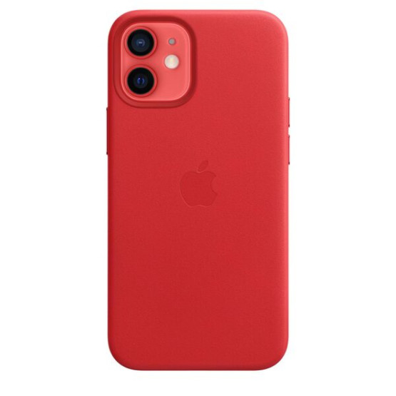 Оригинален гръб Apple Leather Magsafe Cover за iPhone 12 Mini - Червен, MHK73ZM/A