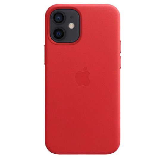 Оригинален гръб Apple Leather Magsafe Cover за iPhone 12 Mini - Червен, MHK73ZM/A