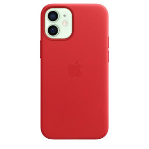 Оригинален гръб Apple Leather Magsafe Cover за iPhone 12 Mini - Червен, MHK73ZM/A