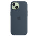 Оригинален гръб Apple Silicone Magsafe Cover за iPhone 15 - Син, MT0N3ZM/A