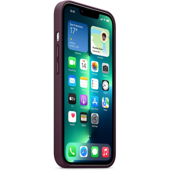 Гръб Apple Leather Case with MagSafe за iPhone 13 Pro Max - Тъмно лилав, MM1M3ZM/A