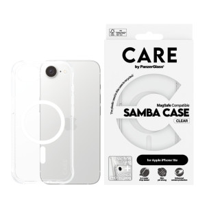 Гръб CARE by PanzerGlass за Apple iPhone 16E, Fashionable, Samba Case, MagSafe, Transparent