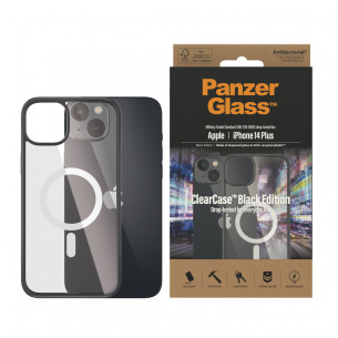 Гръб ClearCase PanzerGlass, MagSafe за Apple Iphone 14 Plus, Antibacterial - Черна рамка