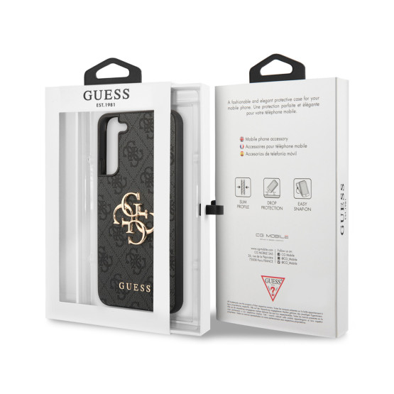 Гръб Guess PU 4G Metal Logo Case за Samsung Galaxy S23 - Сив