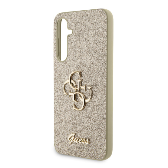 Гръб Guess PU Fixed Glitter 4G Metal Logo Case за Samsung Galaxy S23 FE -Златист