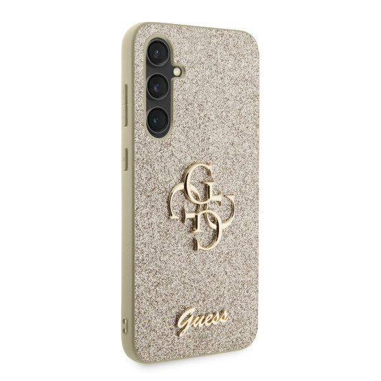 Гръб Guess PU Fixed Glitter 4G Metal Logo Case за Samsung Galaxy S23 FE -Златист