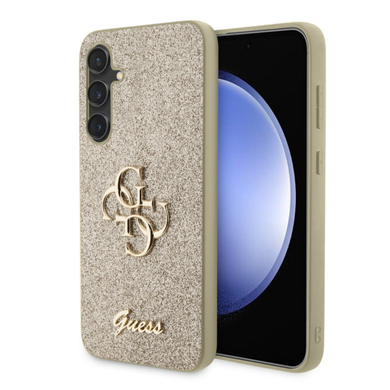 Гръб Guess PU Fixed Glitter 4G Metal Logo Case за Samsung Galaxy S23 FE -Златист