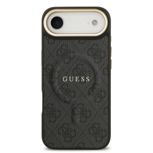 Гръб Guess PU Leather 4G Gold Frame MagSafe Case за iPhone 17 Air - Черен