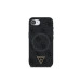 Гръб Guess за iPhone 16E, PU, 4G Strass, Triangle Metal Logo, Черен