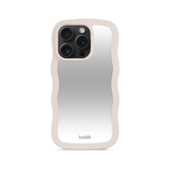 Гръб Holdit Wavy Case за iPhone 15 Pro - Light Beige/Mirror