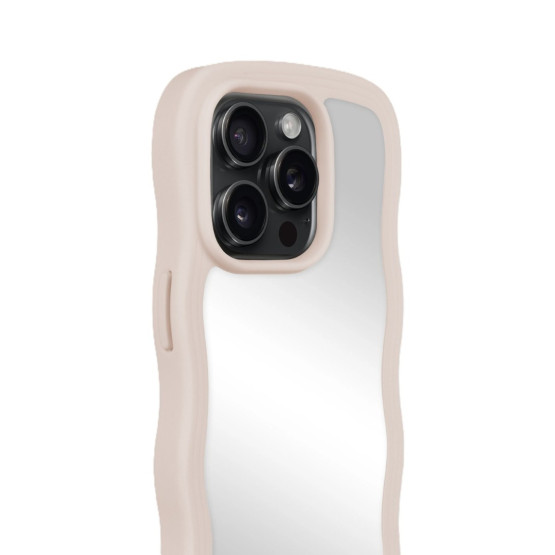 Гръб Holdit Wavy Case за iPhone 15 Pro - Light Beige/Mirror
